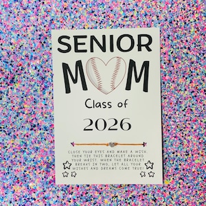 SENIOR Baseball Heart MOM Class of 2025 Wish Bracelet, Wish Bracelet Party Favor, School Sports Team Player Gift, Thank You Gift for Mom