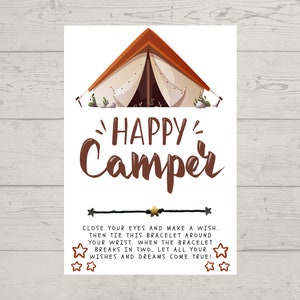 Happy Camper Wish Bracelet, Camping, Summer Camp, Camp Counselor, Camp Leader, Camp Kids, Camp Fire, Thank You Gift, Birthday Party Favor