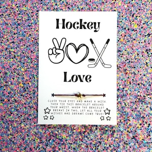 Hockey Gift, Hockey Team Gift, Peace Love Hockey, Hockey Bracelet, Hockey Wish Bracelet Card