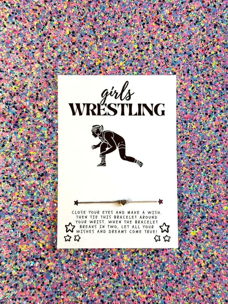Lucha libre femenina, Regalo de lucha libre femenina, Tarjeta de lucha libre femenina, Pulsera de los deseos, Recuerdo de fiesta de lucha libre, Lucha libre de último año, Pulsera de lucha libre imagen 9