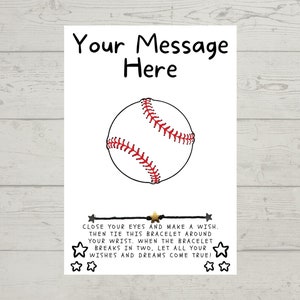 Baseball Wish Bracelet, Wish Bracelet Party Favor, Wish Bracelet Sports Team Teammate Gift, Wish Bracelet Customize