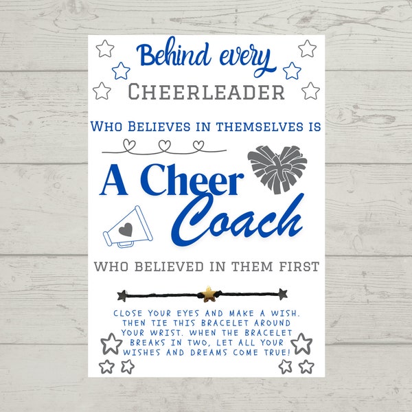 Behind every CHEERLEADER... A Cheer Coach Wish Bracelet, Team Coach Gift, School Sports Team Player for COACH Gift, Cheerleader Coach Gift