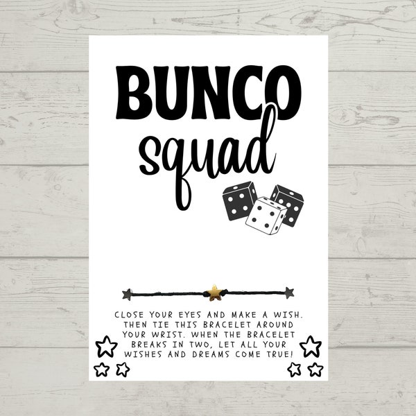 Bunco Squad Wish Bracelet, Bunco Gift, Bunco Wish Bracelet, Card Wish Bracelet, Bunco Night Gift, Bunco Party Favor, Wish Bracelet, Gift