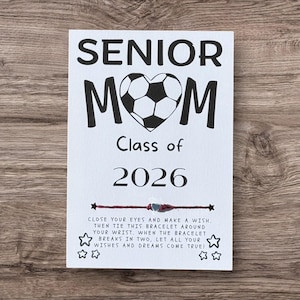 Senior Soccer Mom, Wish Bracelet, Card, Class of 2027 Gift, Soccer Mom Gift, Soccer Party Favor, Senior Soccer, Soccer Bracelet, Soccer Gift