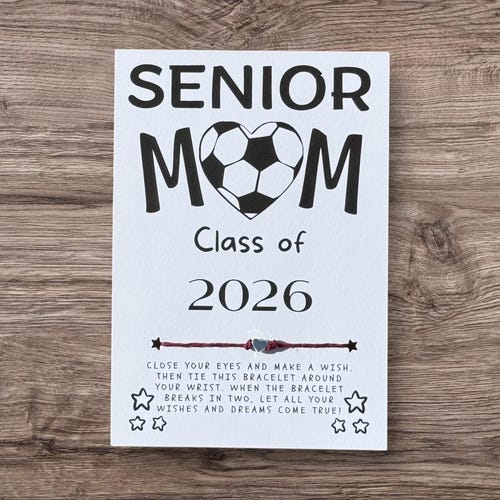Senior Soccer Mom, Wish Bracelet, Card, Class of 2027 Gift, Soccer Mom Gift, Soccer Party Favor, Senior Soccer, Soccer Bracelet, Soccer Gift