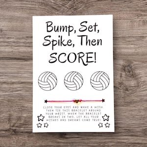 Bump Set Spike Score, Volleyball Card, Wish Bracelet, Bracelet, Volleyball Quote, Party Favor, End Of Season Gift, Team Gift, Gift For Her
