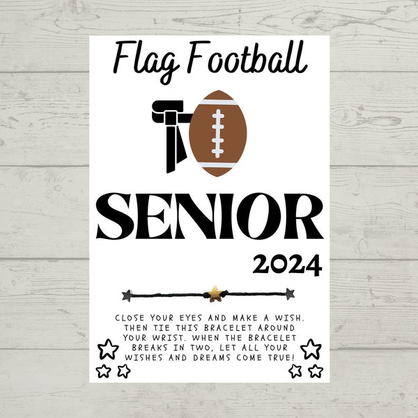 Flag Football SENIOR 2024 Wish Bracelet Grad Party Favor, Graduate, Celebration Sports Team Teammate, Senior Night or Graduation Gift