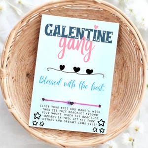 GALENTINE gang Blessed with the best! Wish Bracelet, Holiday Party Favor, Galentine's Day Wish Bracelet, Bestie Wish Bracelet, Friend Wish