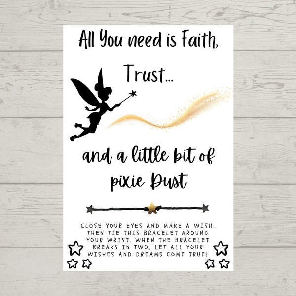 Fairy Dust Wish, Pixie Dust wish bracelet, Fairy Wish, Party Favor, Wish Bracelet, Gift, Gift Card Personalize