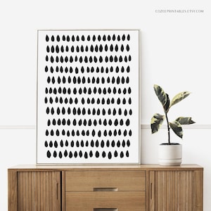 Modern Abstract Art Print, Printable Wall Art Decor, Abstract Black & White Painting, Contemporary, Minimalist