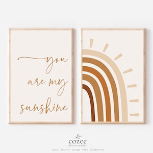 Rainbow Nursery Wall Art, Printable Boho Nursery Wall Art, Gender Neutral Nursery Decor, DIGITAL Download, You Are my Sunshine, Boy, Girl