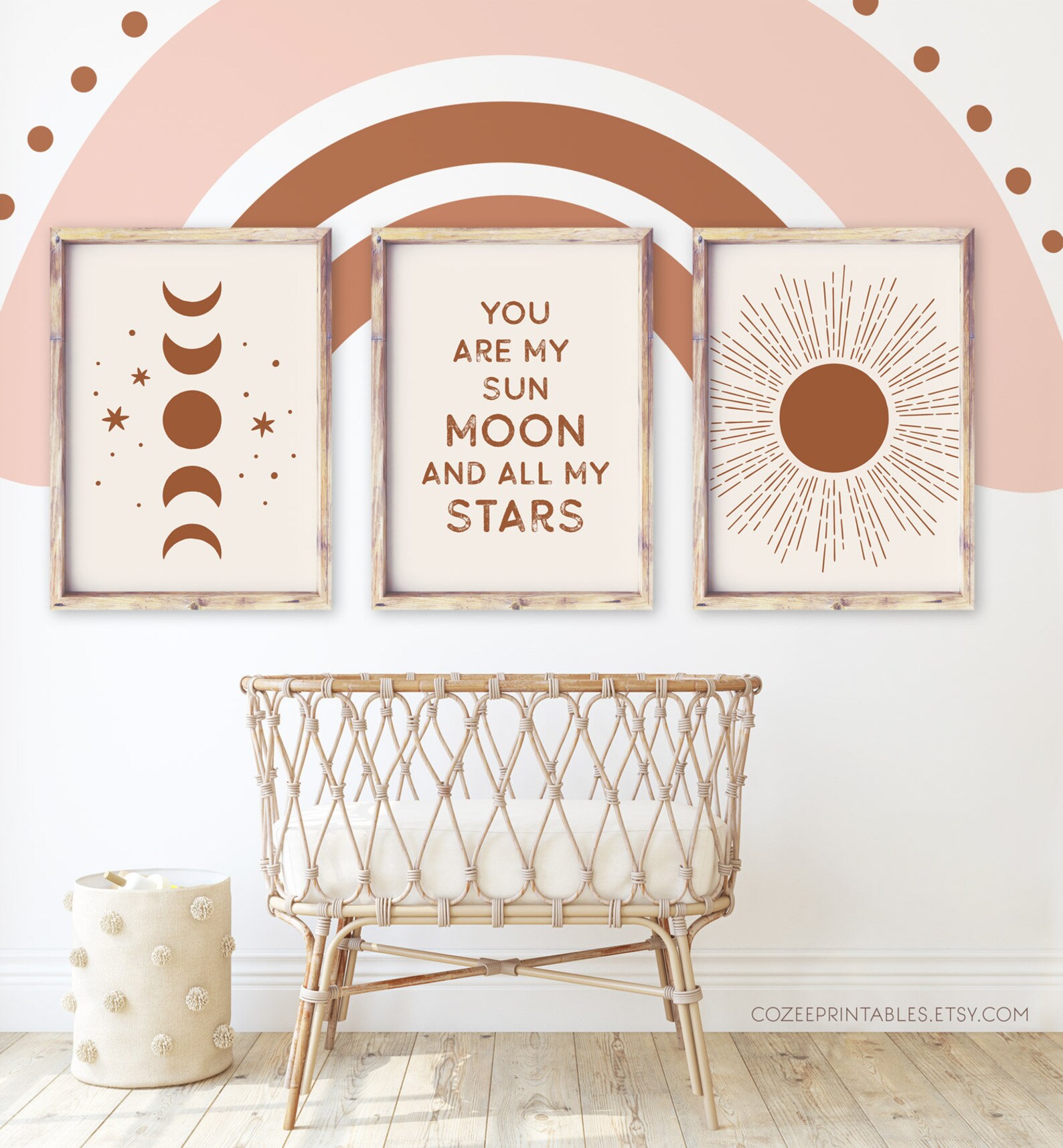 Moon and Sun Nursery Wall Art Printable Boho Nursery Wall Etsy