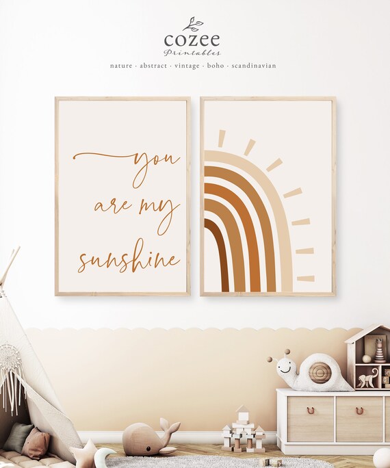 Rainbow Nursery Wall Art, Printable Boho Nursery Wall Art, Gender