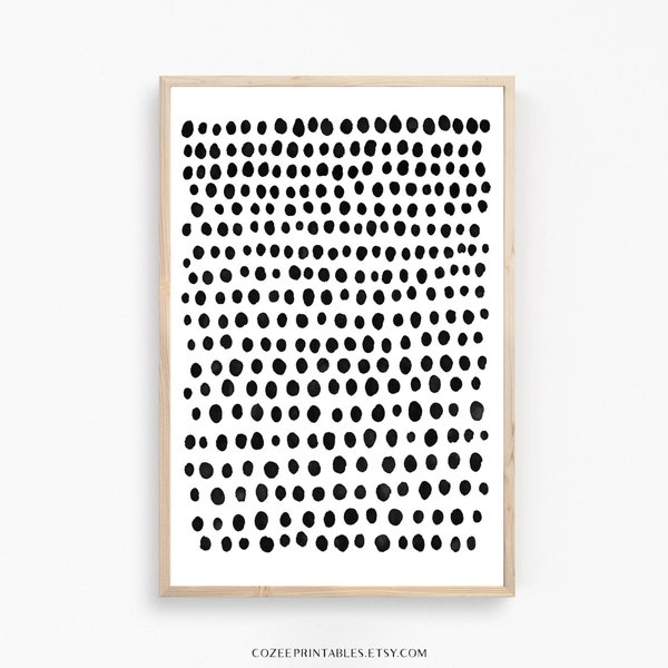 Modern Abstract Art, Printable Wall Decor, Neutral, Black and White, Pattern, Abstract Dots Art Prints, Minimalist, Digital, Ink Art