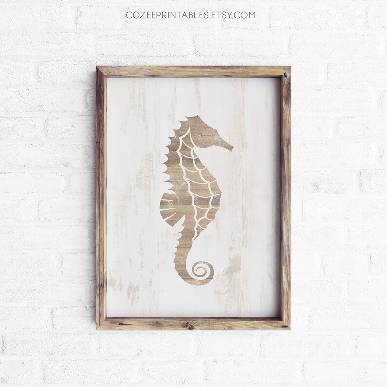 Seahorse Coastal Wall Art Printable Seahorse Wall Art Kids Etsy