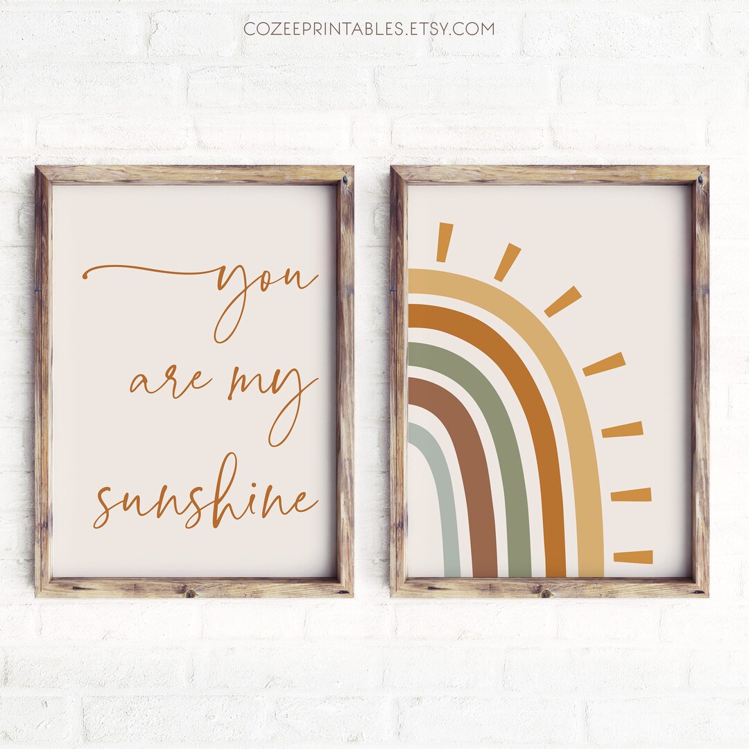 You Are My Sunshine, Rainbow Nursery Wall Art, Printable, Boho, Gender
