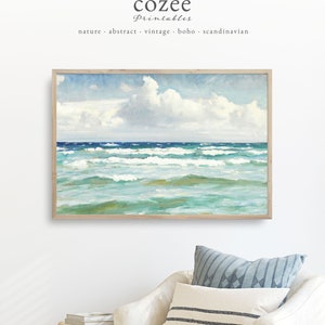 Printable Coastal Painting Wall Art, Coastal Wall Decor, Vintage ...
