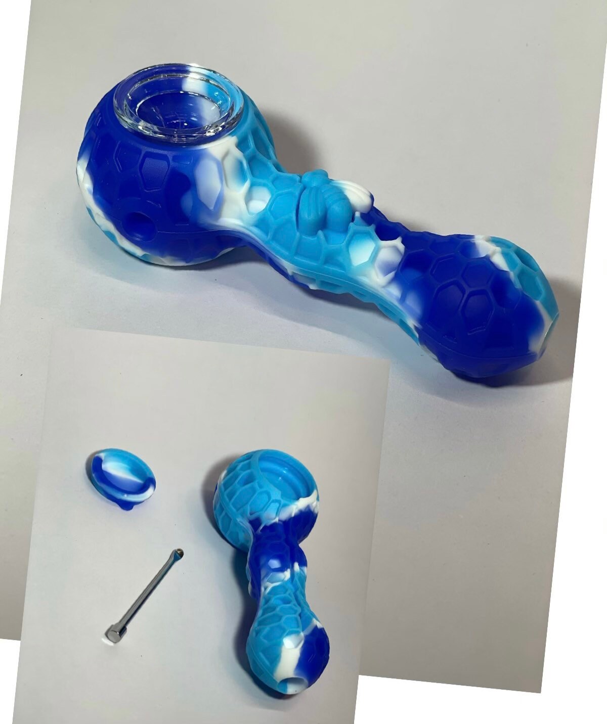 silicone pipe in Light Blue/White/Dark Blue Etsy