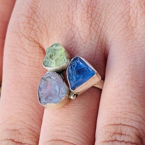Natural Multi Sapphire Solid 925 Sterling Silver Ring | Uncut Gemstone Ring | Statement Ring | Natural Crystal Ring | Gift For Mom