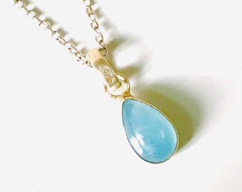 Natural Aquamarine Gemstone 925 Sterling Silver Pendant | Aquamarine Pendant | Handmade Gemstone Pendant | Gift for Her | Dainty Pendant