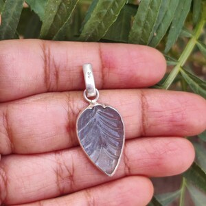 Natural Aquamarine Carved  Sterling Silver Pendant | Leaf Shape Carving | Handmade Carving | Handmade Aquamarine Pendant | Statement Pendant