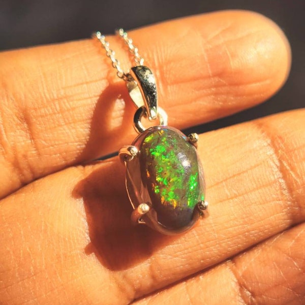 Black Opal Pendant - Etsy