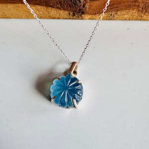 Aquamarine Carved Sterling Silver Pendant | Aquamarine Jewelry | Unusual Pendant | Handmade Aquamarine Pendant | Healing Gemstone