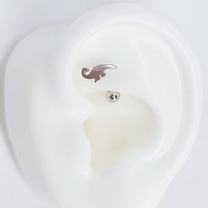 16G Dinosaur Surgical Top #Rook, Curved Barbell Cartilage Piercing #Externally Threaded bar #Surgical Steel (6,8,10 mm) or Titanium (6,8mm)