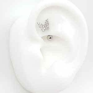 16G Delightful CZ gepflastert Betterfly #Rook, Curved Barbell Knorpel Piercing #Außengewinde Stab mit chirurgischem Stahl oder Titan