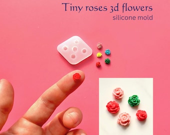 Mini rose silicone mold for clay, rose silicone mold for clay, flower silicone mold, 3d flower shapes for earrings, polymer clay tools