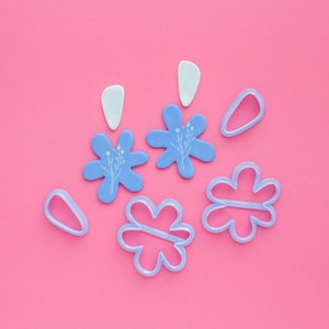 Big flower shape cutters, polymer clay cutters, abstract flower shape, organic clay cutters for jewelry, polymer clay tools and supplies
