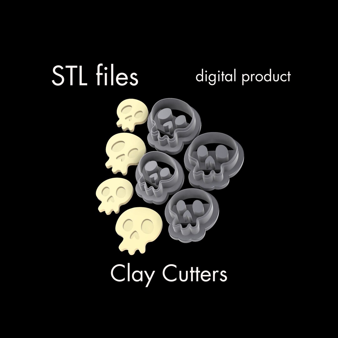 Skull Cutters Digital Clay Cutters Halloween Cutters 3d Stl Etsy