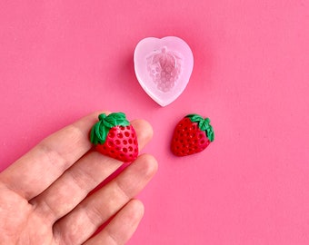 Strawberry silicone mold for clay, strawberry silicone mold, 3d strawberry shape for earrings, polymer clay strawberry, polymer clay tools