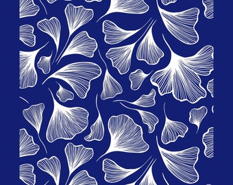 Gingko silkscreen, leaves silkscreen for polymer clay, gingko stencil for clay, polymer clay tools