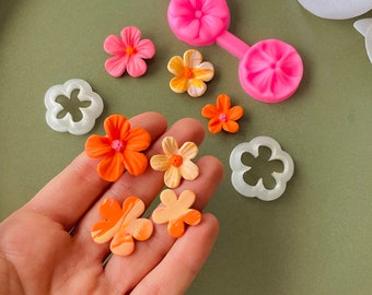 Flower texture silicone mold, flower silicone mold, 3d flower shape for earrings, jewelry flowers, polymer clay flowers, polymer clay tools