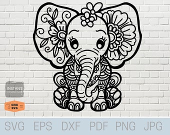 Download Baby Elephant Mandala Svg Etsy