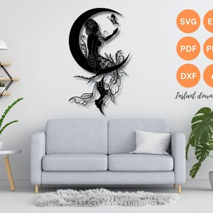 Art mural sirène |  Silhouette de sirène | Sirène SVG | dxf | BPA | IA | fichier découpé au plasma | art mural dxf | fichiers découpés au laser | Fichiers Glowforge