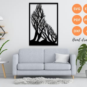Wolf wall art svg | dxf | EPS | AI | png and PDF files | plasma cut file| wall art dxf | laser cut files | Glowforge files | Wolf panel svg
