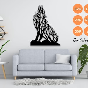Wolf wall art svg | dxf | EPS | AI | png and PDF files | plasma cut file| wall art dxf | laser cut files | Glowforge files | Wolf panel svg
