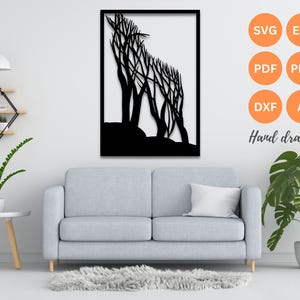 Wolf wall art svg | dxf | EPS | AI | png and PDF files | plasma cut file| wall art dxf | laser cut files | Glowforge files | Wolf panel svg