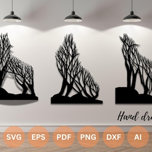 Wolf wall art svg | dxf | EPS | AI | png and PDF files | plasma cut file| wall art dxf | laser cut files | Glowforge files | Wolf panel svg