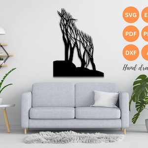 Wolf wall art svg | dxf | EPS | AI | png and PDF files | plasma cut file| wall art dxf | laser cut files | Glowforge files | Wolf panel svg