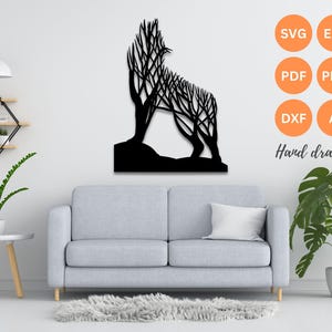 Wolf wall art svg | dxf | EPS | AI | png and PDF files | plasma cut file| wall art dxf | laser cut files | Glowforge files | Wolf panel svg