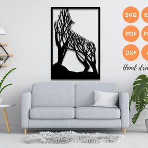 Wolf wall art svg | dxf | EPS | AI | png and PDF files | plasma cut file| wall art dxf | laser cut files | Glowforge files | Wolf panel svg