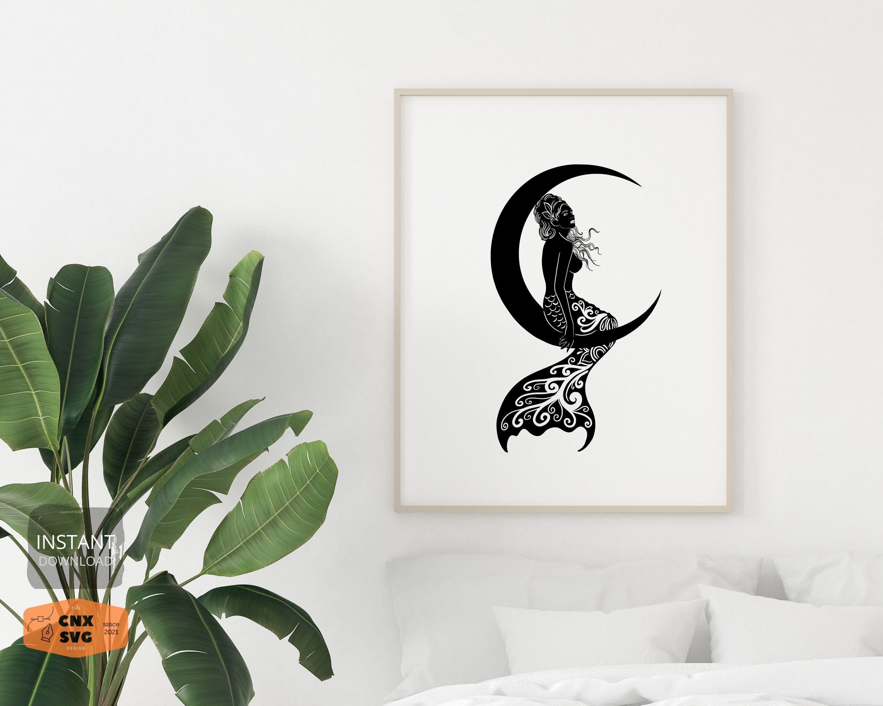 Download Mermaid silhouette Mermaid moon SVG Mermaid SVG Mandala | Etsy