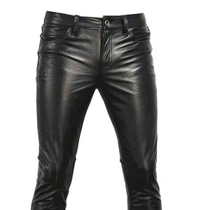 Men's Real Leather Pants Genuine Leather Slim Fit Biker - Etsy UK