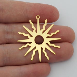 Shiny Gold Plated Sun Pendants, Gold Sun Charm, Gold Plated Jewelry Components, Laser Cut Jewelry Making Supplies GLD-2224