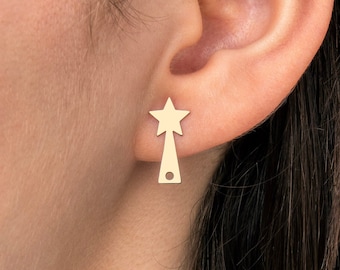 6pcs Raw Brass Star Earrings, Star Stud Earrings, Brass Earring Post, Star Stud, Earring Posts, Laser Cut Jewelry Supplies RW-1691