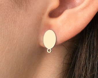 6pcs pendientes ovalados de latón crudo, pendientes de latón, pernos de pendiente, base de pendiente, suministros de fabricación de joyas RW-1677