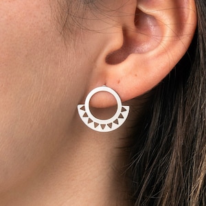 6pcs Stainless Steel Earring Studs, Steel Circle Studs, Geometric Earring Studs, Earring Posts, Steel Connector Studs Findings STL-3460